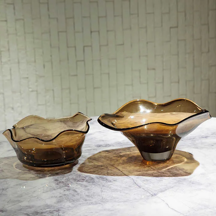 صينية فواكه زجاجية مصنوعة يدويًا من الشوكولاتةhandmade glass fruit tray with chocolate