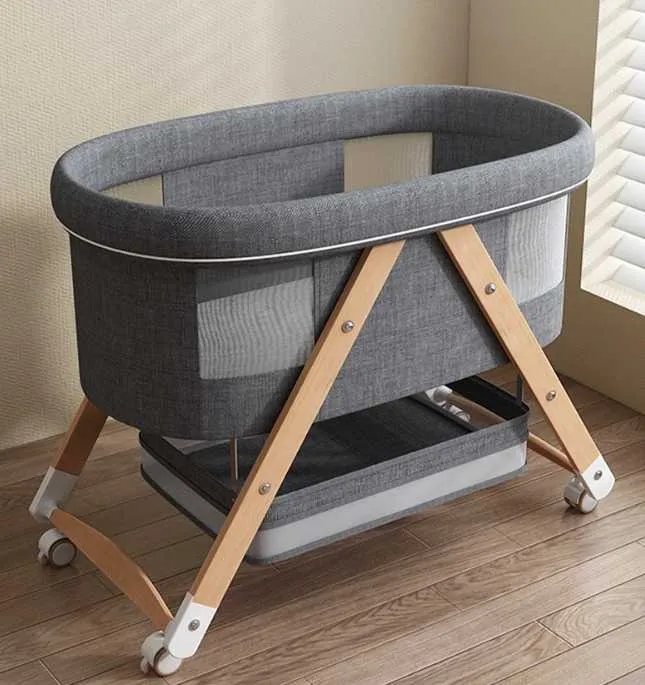 سرير أطفال بتصميم حديث قابل للطي من القطن . Modern Design Foldable Cotton and Wood Baby Bed