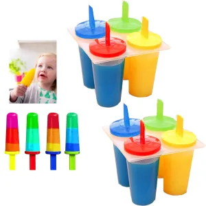 2 Pack 4 Section Ice Pop Maker Mold Popsicle Dessert Ice Cream Frozen Treat Cake