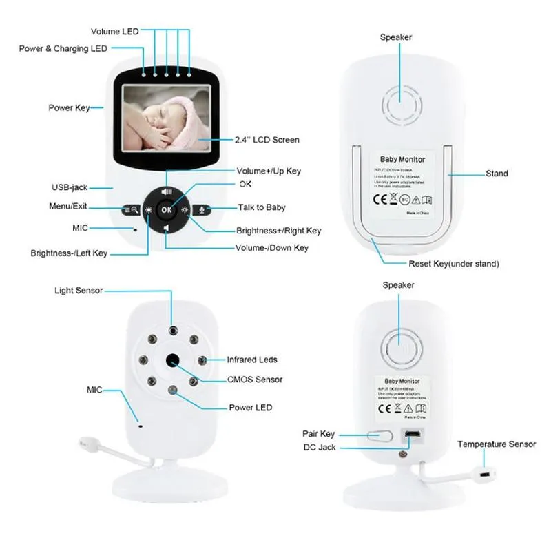 2.4" Wireless Baby Monitor | Night Vision | Two-Way Communication | Portable Design