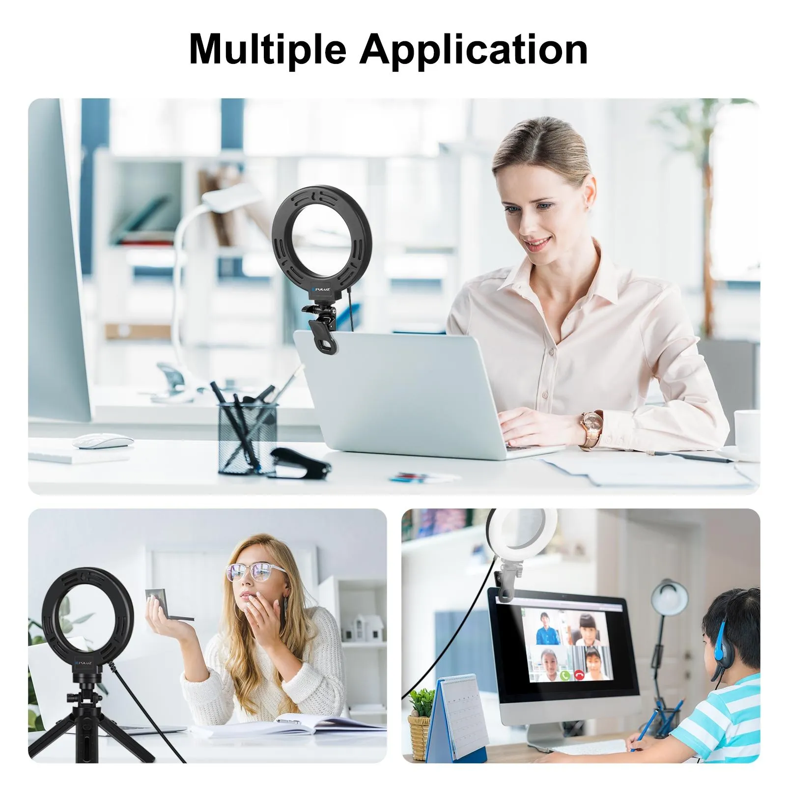 6.2 Dual-colour Ring Light with Usb 3 Modes Monitor Clip - Black