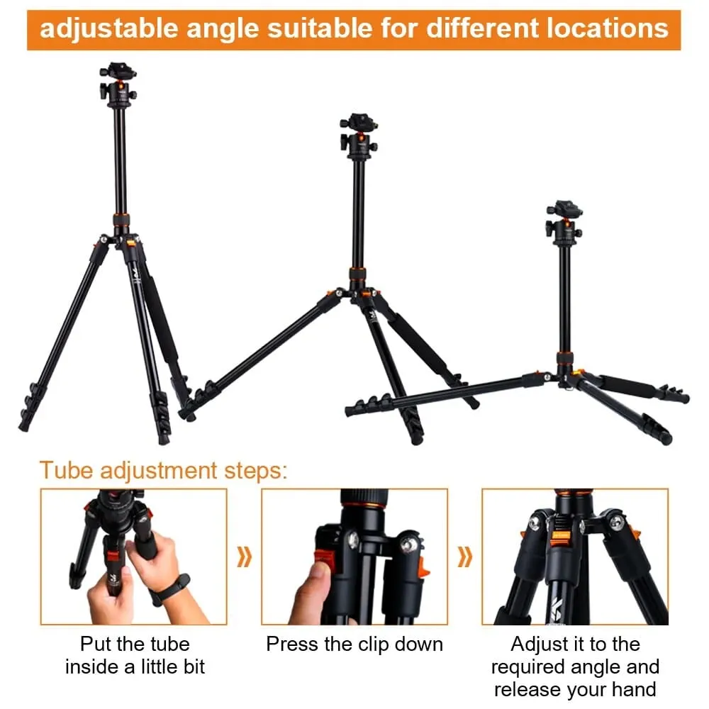64.17 Inch Camera Tripod for Dslr Camera Portable Compact Aluminum with 360 Degree Ball Head Quick Release