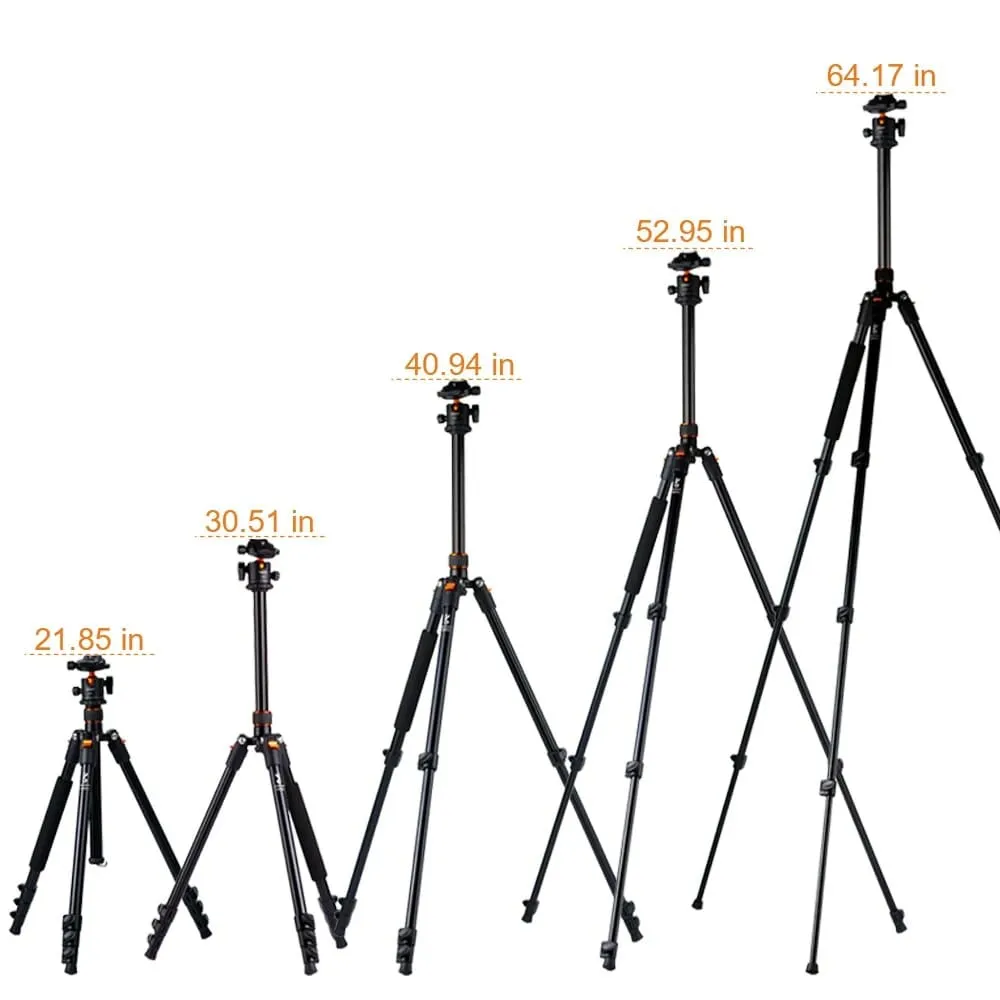 64.17 Inch Camera Tripod for Dslr Camera Portable Compact Aluminum with 360 Degree Ball Head Quick Release