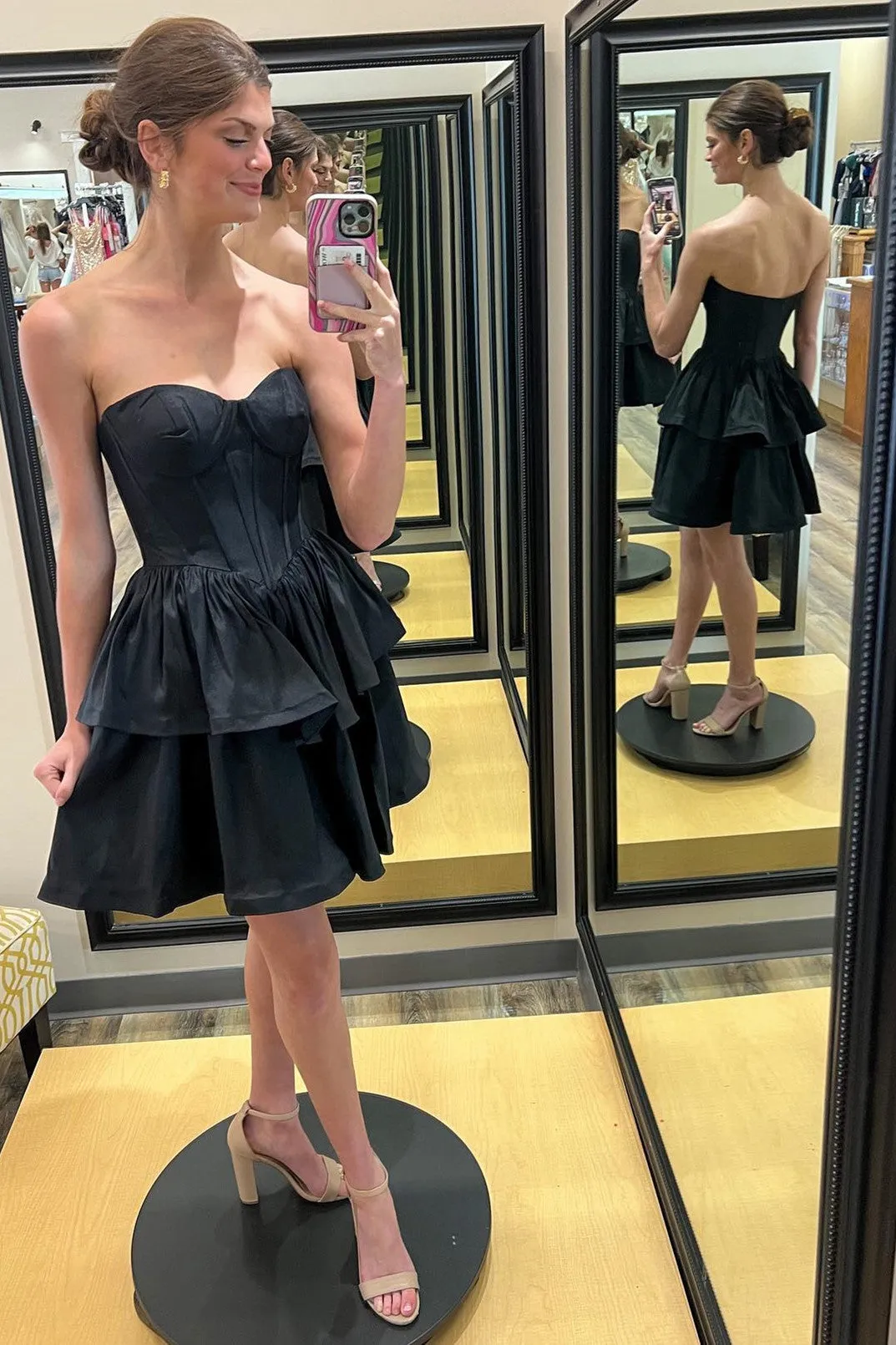 Black Sweetheart Multi-Layer A-Line Short Party Dress