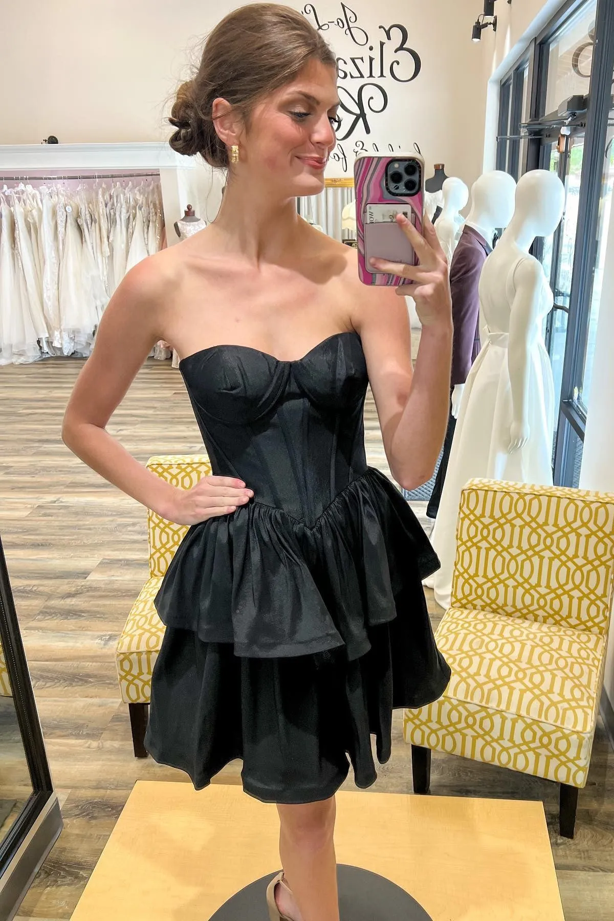 Black Sweetheart Multi-Layer A-Line Short Party Dress