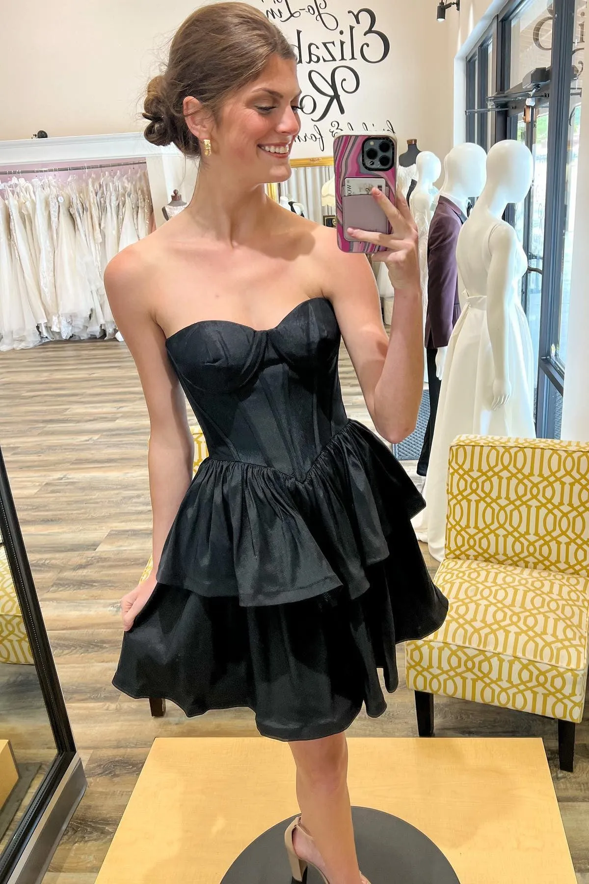 Black Sweetheart Multi-Layer A-Line Short Party Dress