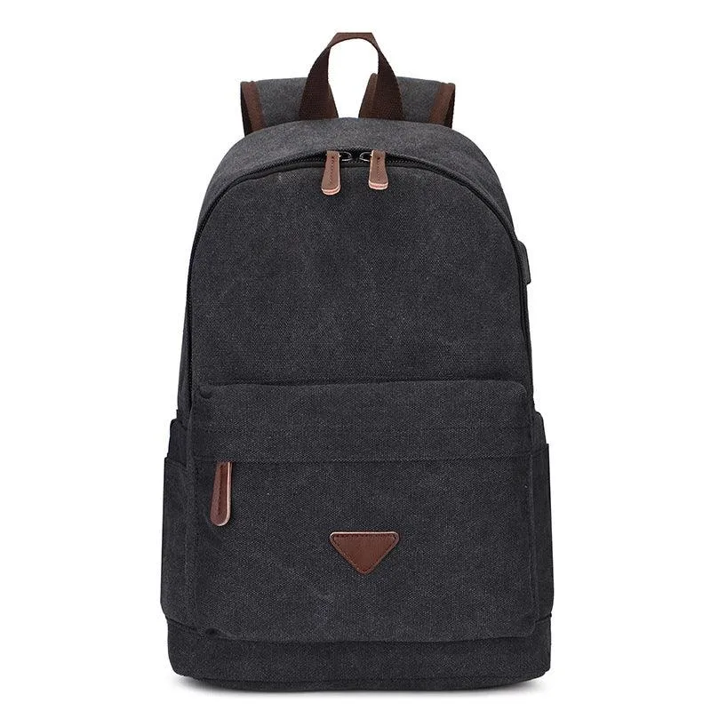 Canvas Backpack With USB Design Korean Portable