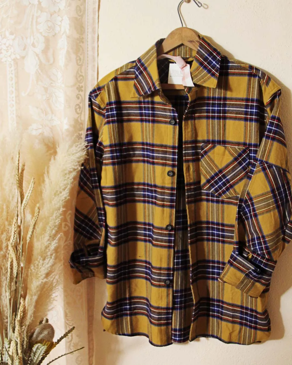 Dried Leaves Cozy Plaid Shirt