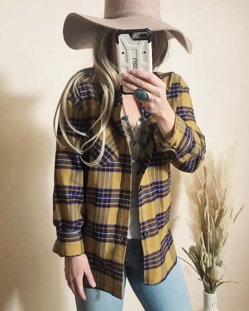 Dried Leaves Cozy Plaid Shirt