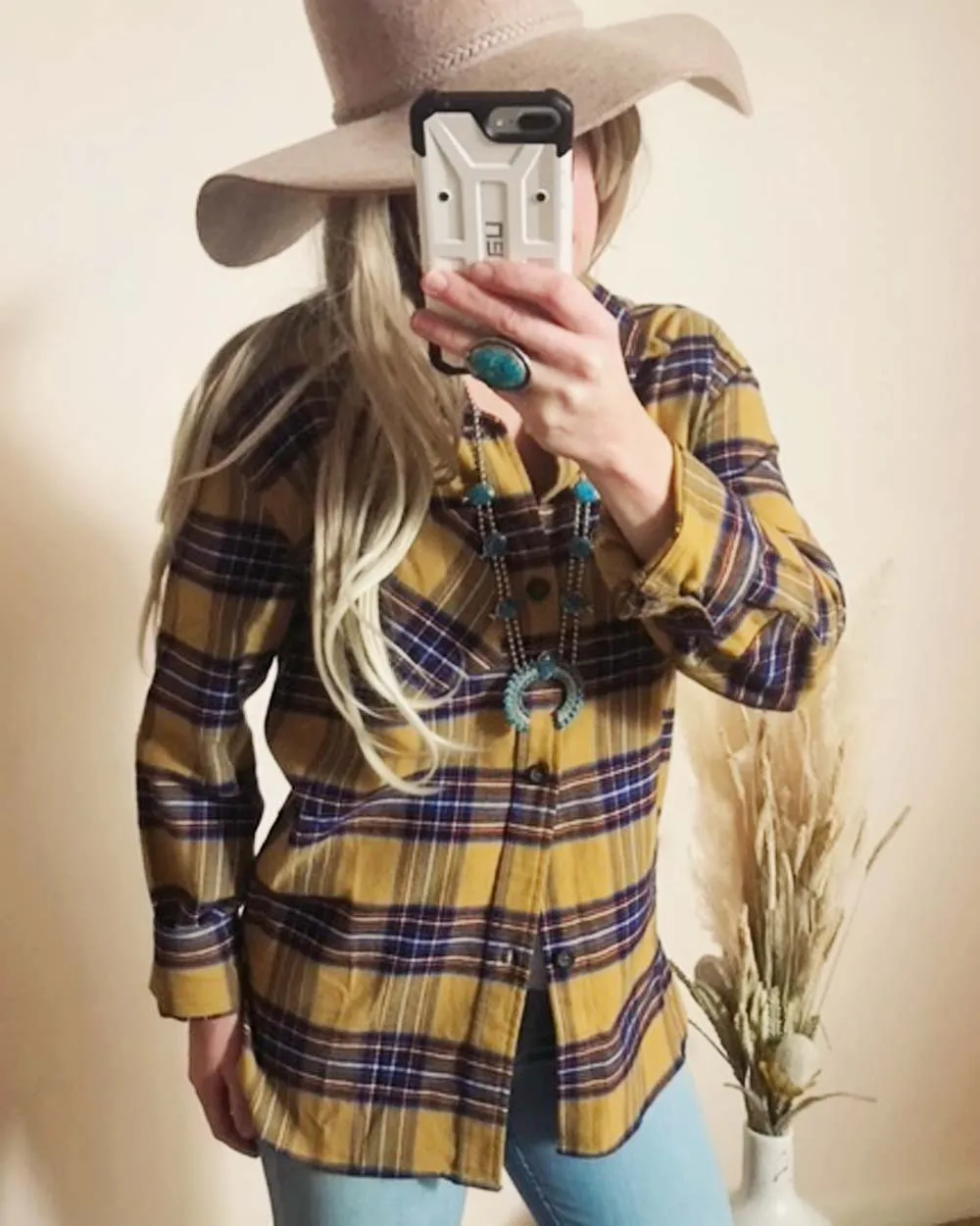 Dried Leaves Cozy Plaid Shirt