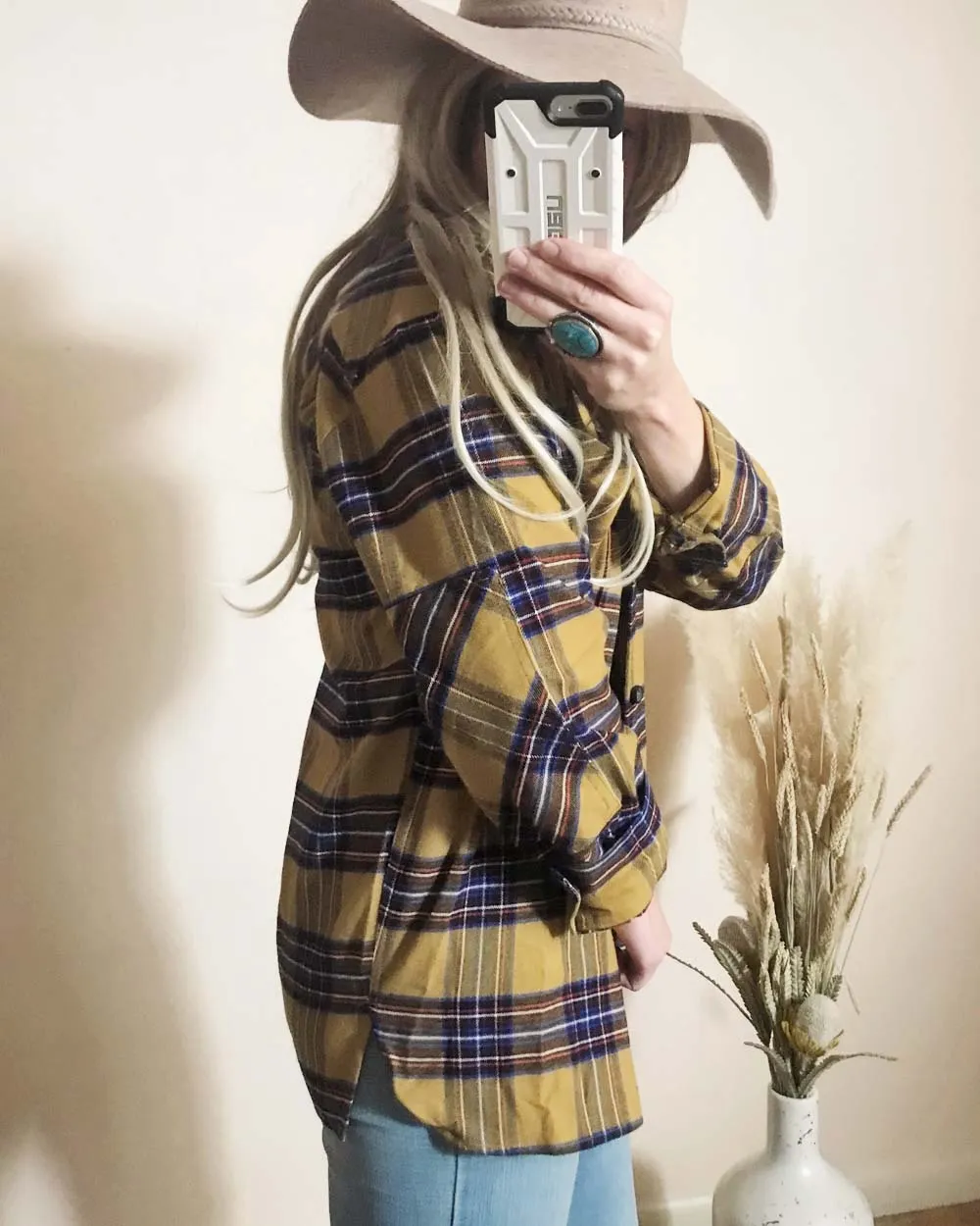 Dried Leaves Cozy Plaid Shirt