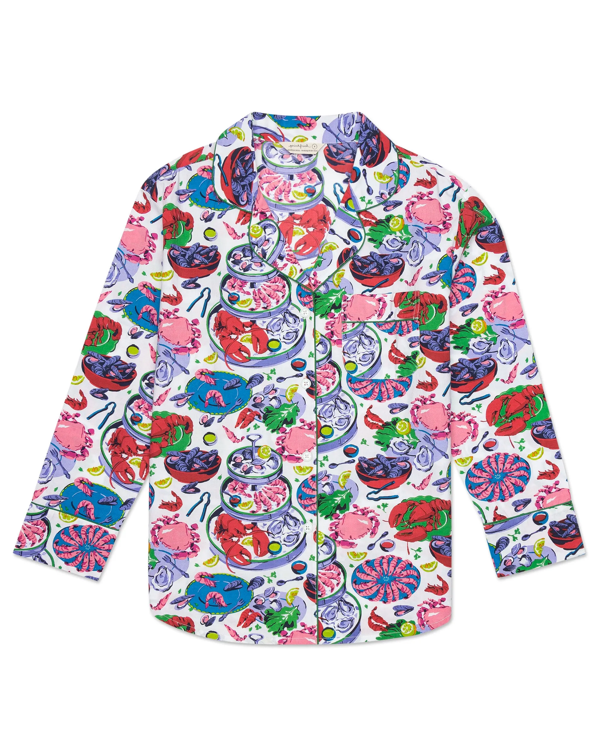 Fruits de Mer - Long Sleeve Pajama Top - Cloud