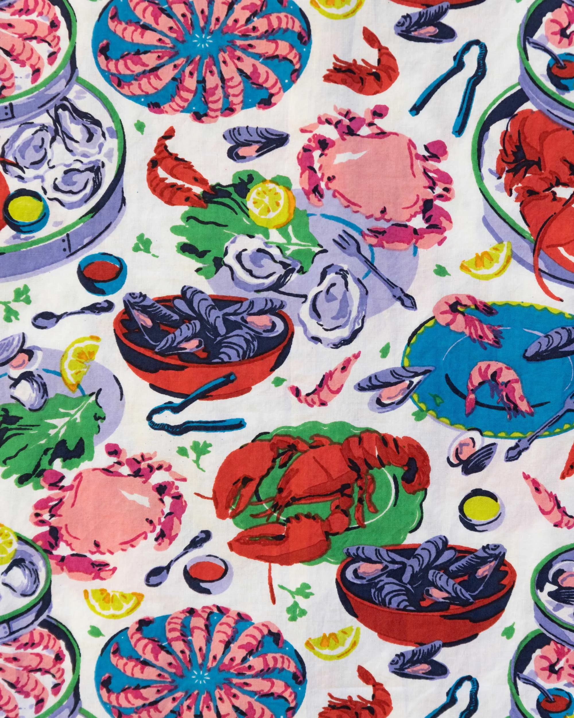 Fruits de Mer - Long Sleeve Pajama Top - Cloud