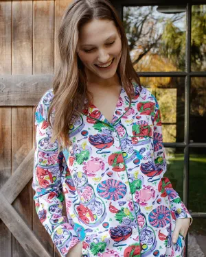 Fruits de Mer - Long Sleeve Pajama Top - Cloud