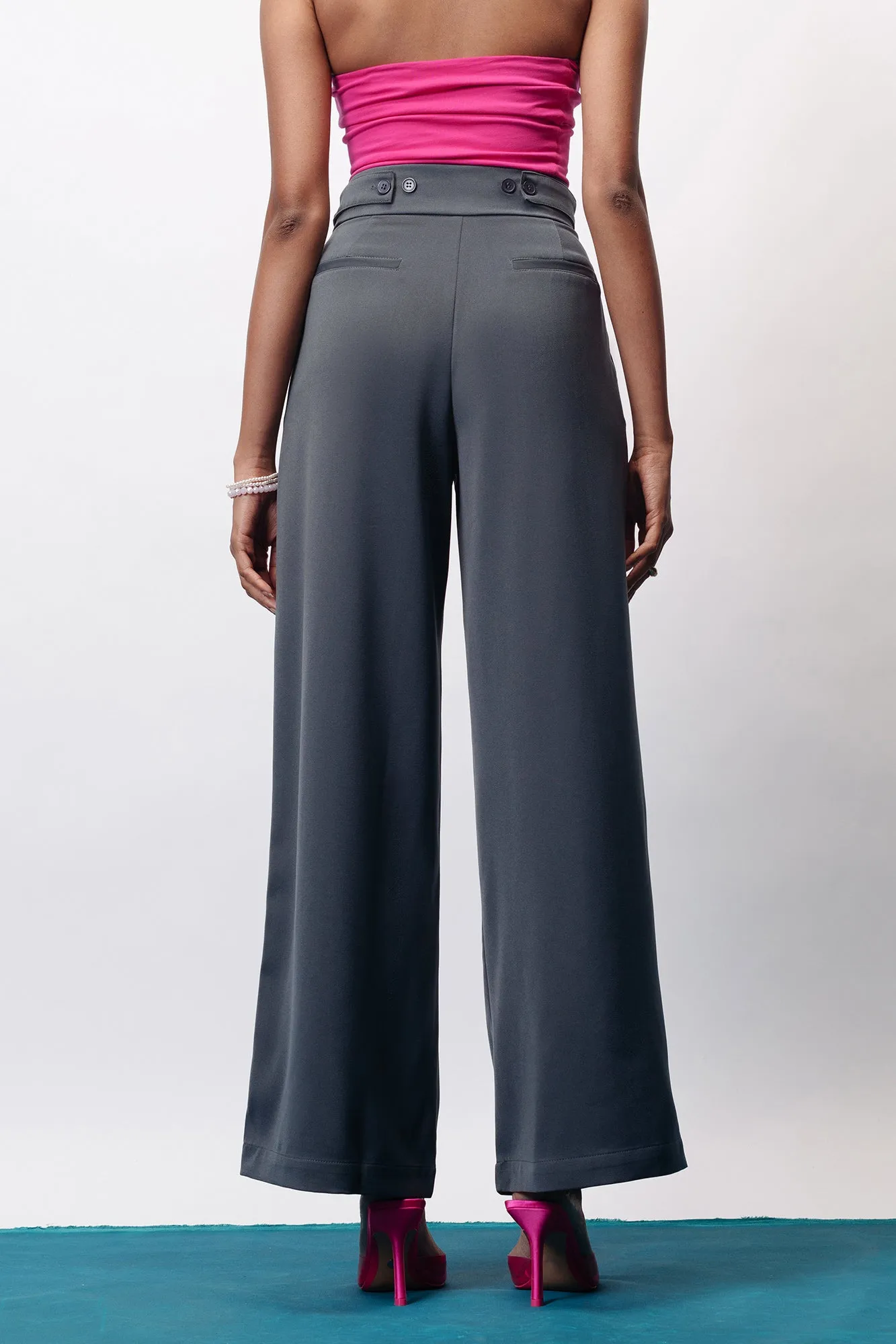 Gull Grey Adjustable Korean Pants